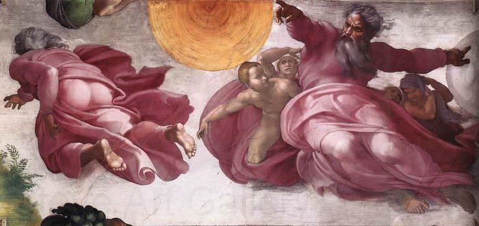 Michelangelo Buonarroti Creation of the Sun, Moon, and Plants Norge oil painting art